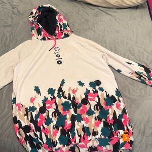 Nike Long Oversized Floral Hoodie with Pink and Green Accents READ